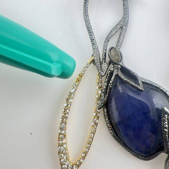 Alexis Bittar Necklace Elements Dark Phoenix Leaf Multi Stone Blue *FLAW* $395 - Picture 7 of 16